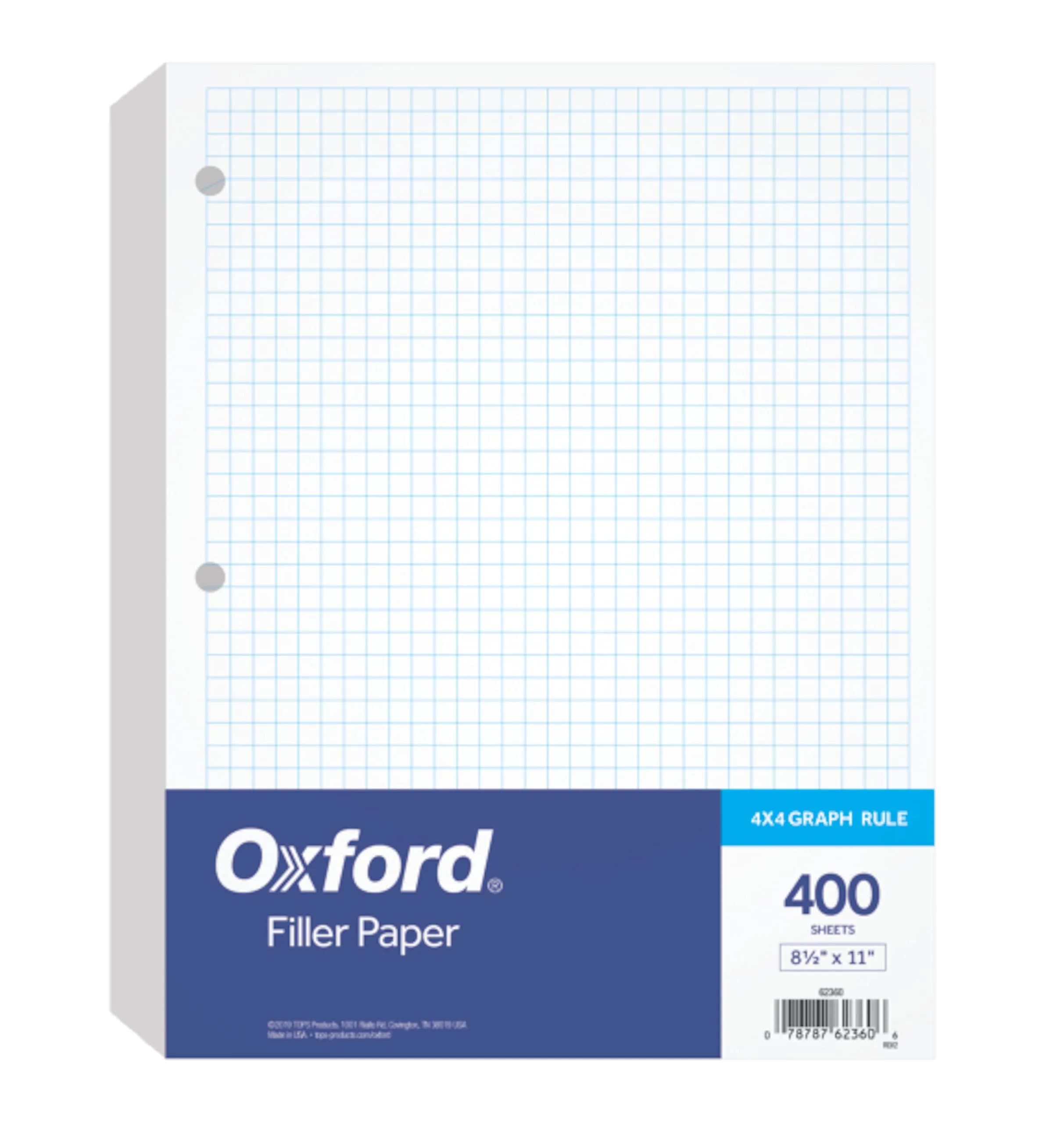 Oxford White Writing Paper 8-1/2" x 11" | 400 Sheets Graph Rule, 3-Hole Punched, Loose-Leaf for 3-Ring Binders