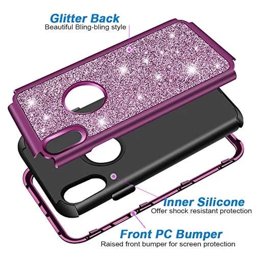 Hython Compatible with iPhone XR Case, Heavy Duty Full-Body Defender 6.1-Inch | Glitter Sparkle Shockproof Cover thumbnail 3