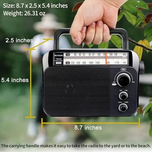 Retekess TR604 AM FM Radio Portable Plug-in Wall Black | Simple Operation for Elders thumbnail 4