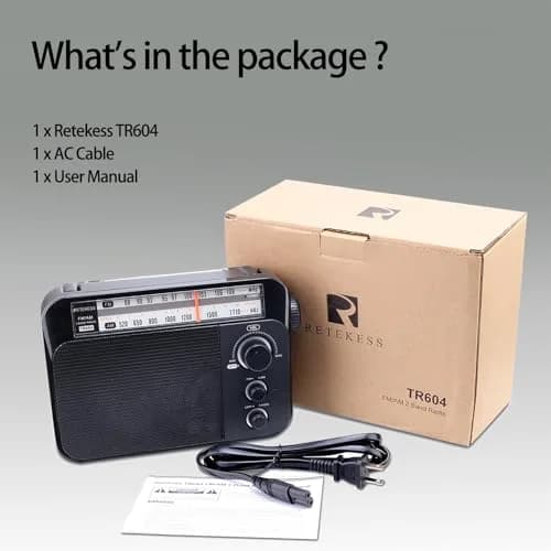 Retekess TR604 AM FM Radio Portable Plug-in Wall Black | Simple Operation for Elders thumbnail 6