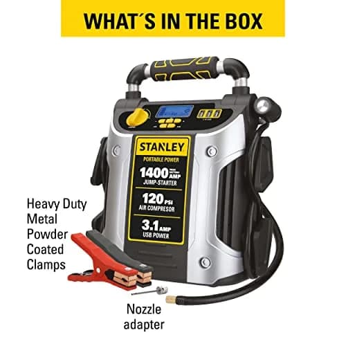 STANLEY Jump Starter 1400 Peak Amps | 120 PSI Inflator, USB & LED Light, 12V Battery Support thumbnail 4