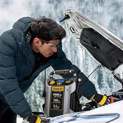 STANLEY Jump Starter 1400 Peak Amps | 120 PSI Inflator, USB & LED Light, 12V Battery Support thumbnail 6