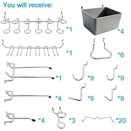 FRIMOONY 80-Piece Pegboard Hooks Assortment with Bins and Peg Locks | Organize Tools, Garage, Kitchen thumbnail 7