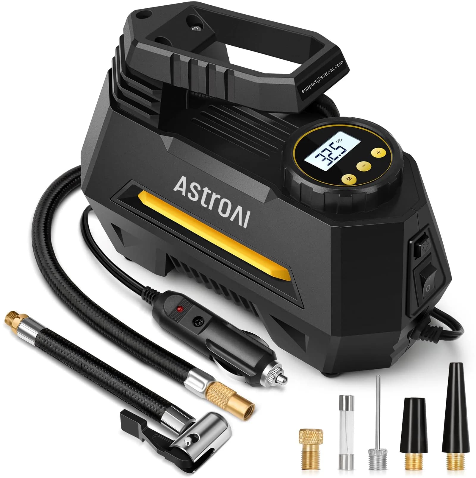AstroAI AIRUN H Tire Inflator Portable Air Compressor 12V DC | 35L/min Airflow, 100 PSI Max Pressure - main product image
