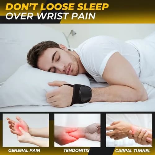 NeoTech Care Wrist Band - Elastic & Breathable Fabric - Adjustable Compression Strap for Men & Women (Black, Size L, 1 Pair) thumbnail 6