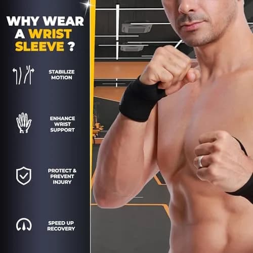 NeoTech Care Wrist Band - Elastic & Breathable Fabric - Adjustable Compression Strap for Men & Women (Black, Size L, 1 Pair) thumbnail 7