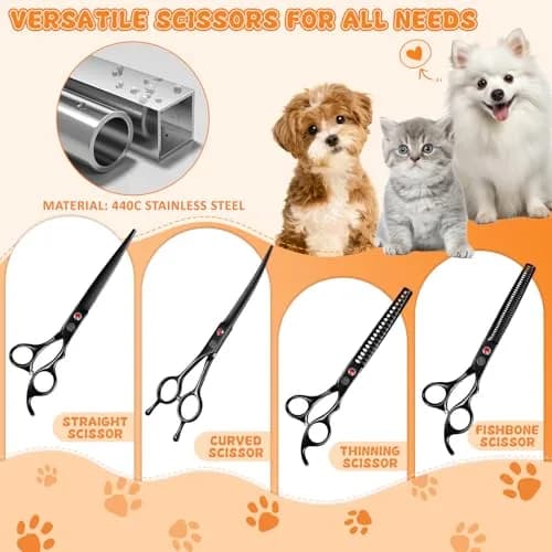 Moontay Dog Grooming Scissors Set, 7 Inch/8 Inch | Professional Shears for Pet Grooming thumbnail 3