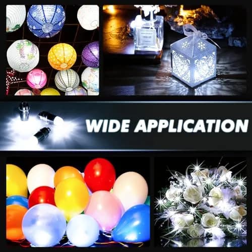 LIHAO 15x Battery Operated Mini LED Lights, White | 1.38 inch (3.5cm) Length thumbnail 5