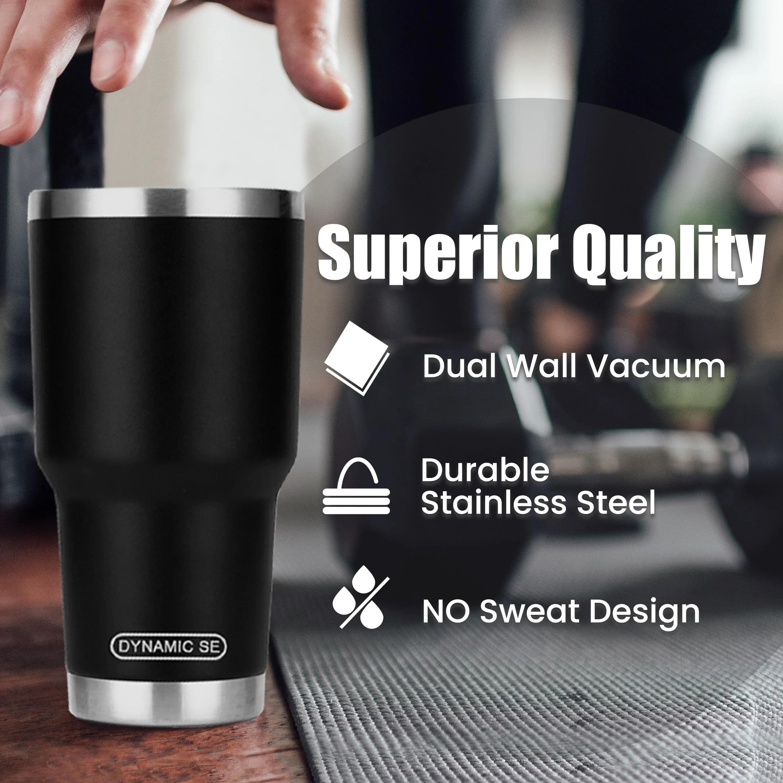 D·S Black 887ml (30 oz) Insulated Tumbler with Straw & Lid | Keeps Drinks Cold 24 Hrs - view 5