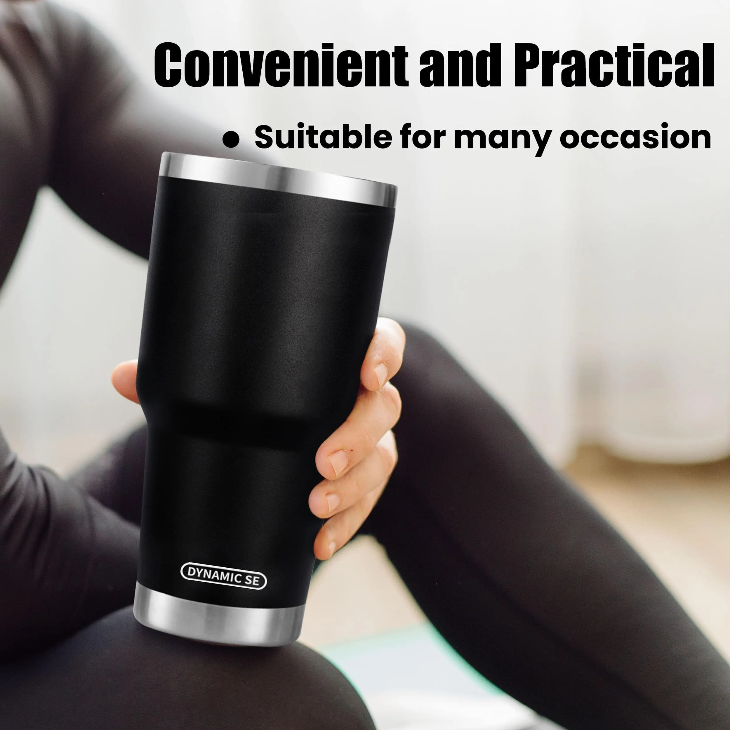 D·S Black 887ml (30 oz) Insulated Tumbler with Straw & Lid | Keeps Drinks Cold 24 Hrs - view 6