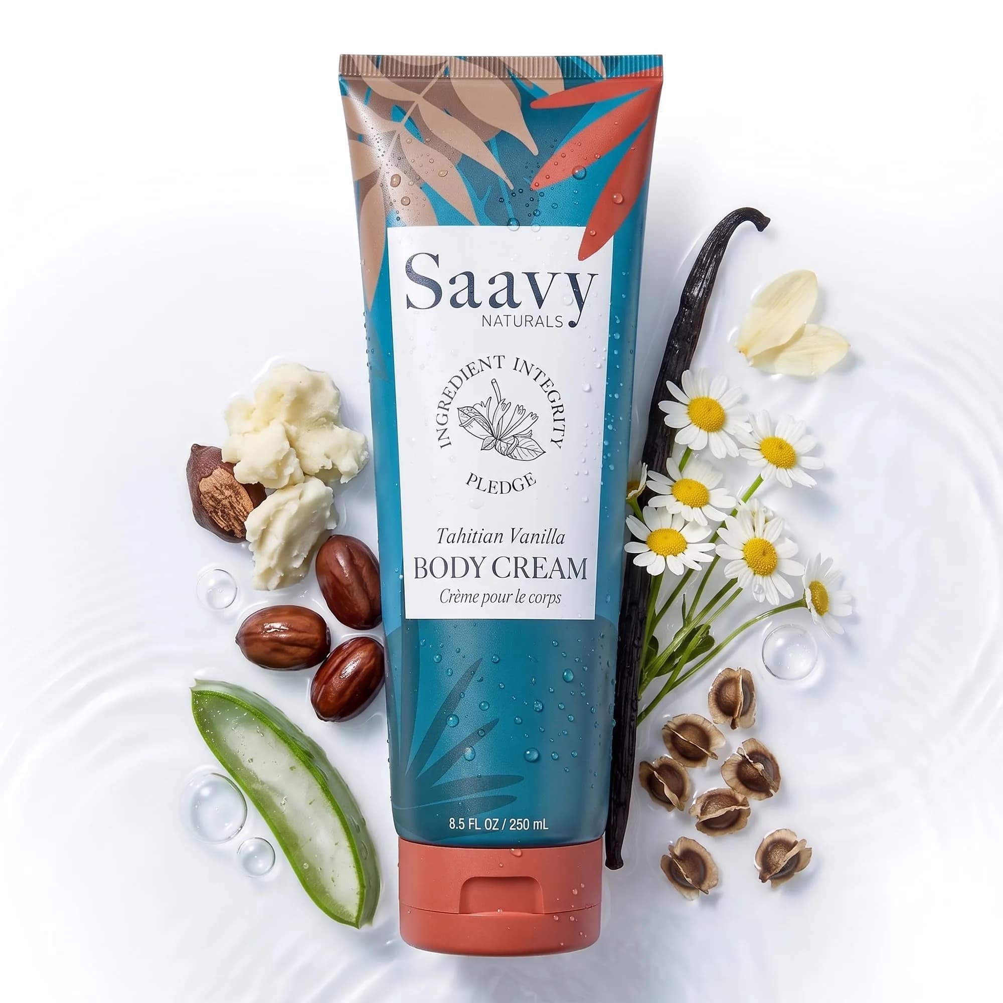 Saavy Naturals Deeply Hydrating Body Cream for Dry Skin – Nourishing Shea Butter, Plant-Based & Sustainably Sourced – Tahitian Vanilla 8.5 fl oz - main product image