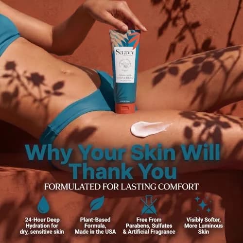 Saavy Naturals Deeply Hydrating Body Cream for Dry Skin – Nourishing Shea Butter, Plant-Based & Sustainably Sourced – Tahitian Vanilla 8.5 fl oz thumbnail 6