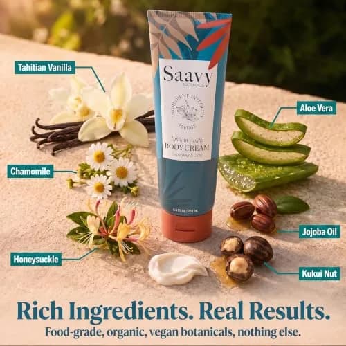 Saavy Naturals Deeply Hydrating Body Cream for Dry Skin – Nourishing Shea Butter, Plant-Based & Sustainably Sourced – Tahitian Vanilla 8.5 fl oz thumbnail 8