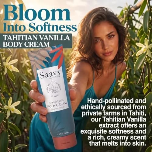 Saavy Naturals Deeply Hydrating Body Cream for Dry Skin – Nourishing Shea Butter, Plant-Based & Sustainably Sourced – Tahitian Vanilla 8.5 fl oz thumbnail 2