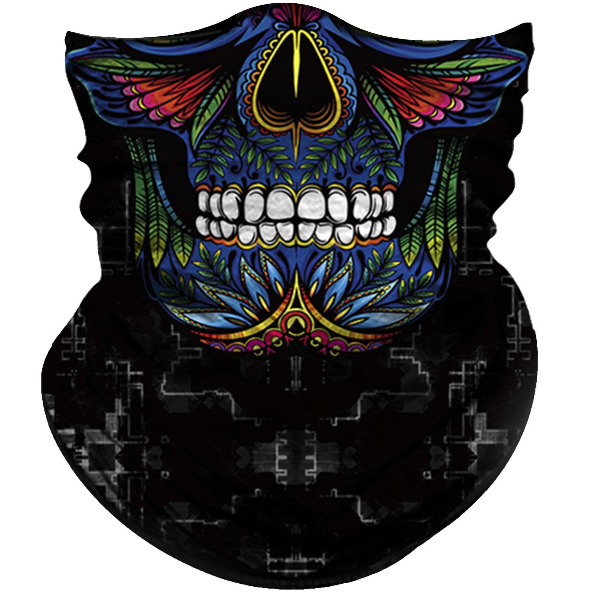 Obacle Skull Face Mask Half - Skull Blue-Red-Green Face for Dust, Wind & UV Protection - main product image