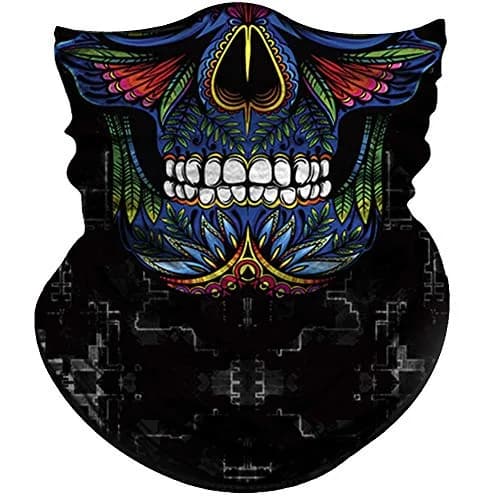 Obacle Skull Face Mask Half - Skull Blue-Red-Green Face for Dust, Wind & UV Protection thumbnail 1