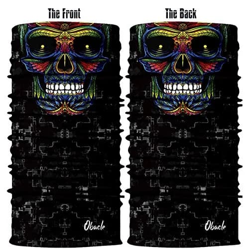 Obacle Skull Face Mask Half - Skull Blue-Red-Green Face for Dust, Wind & UV Protection thumbnail 3