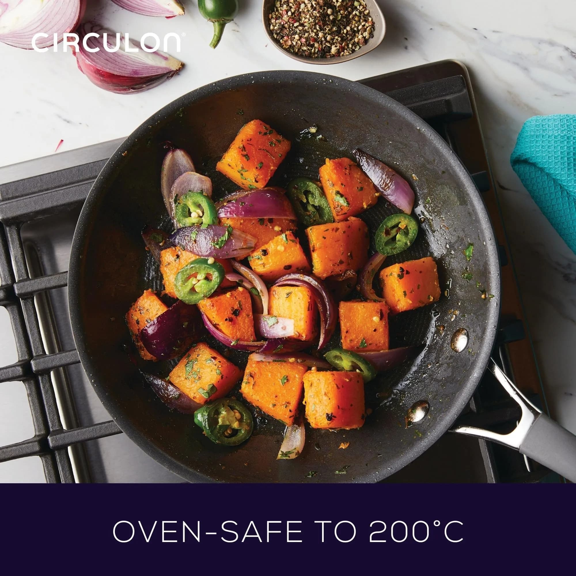 Circulon Radiance Hard Anodized Nonstick Frying Pan Set, 3-Piece, Gray | Durable, Oven Safe to 400°F, Dishwasher Safe thumbnail 9