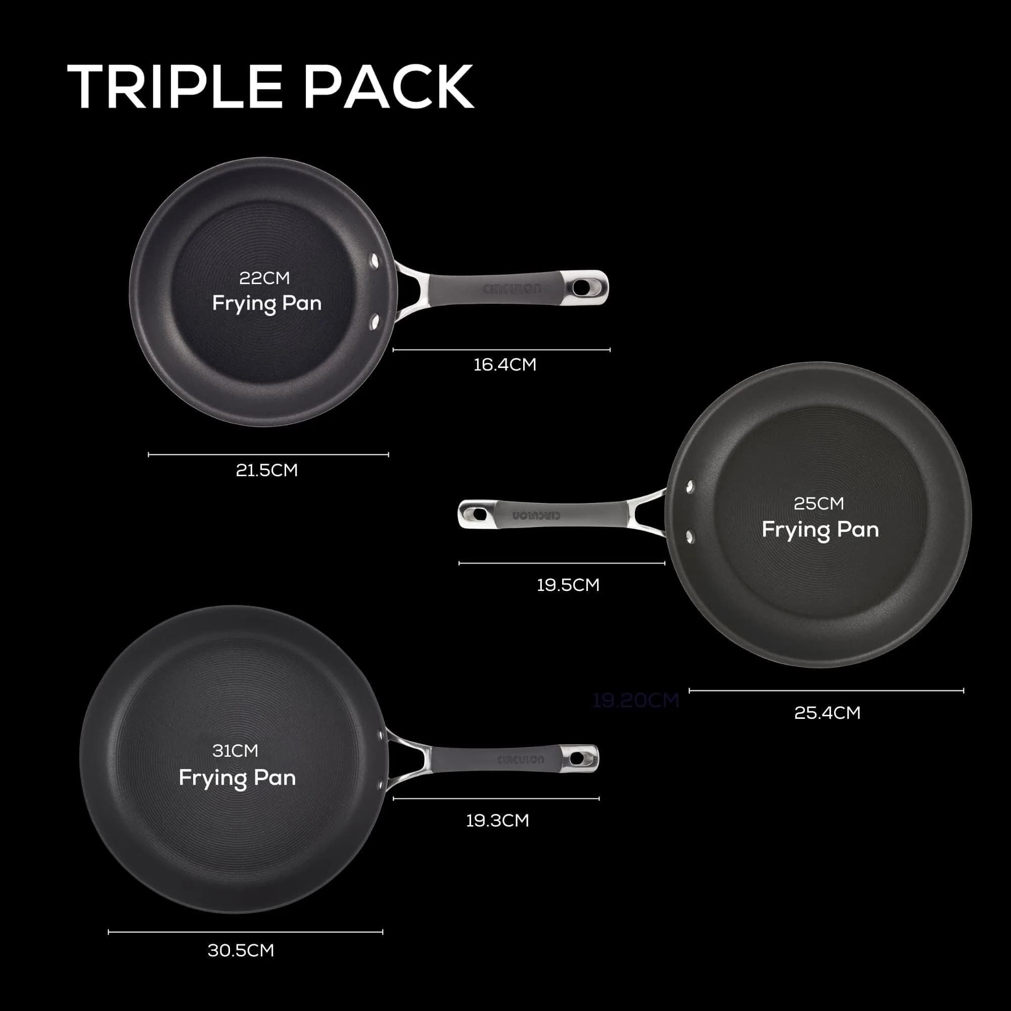 Circulon Radiance Hard Anodized Nonstick Frying Pan Set, 3-Piece, Gray | Durable, Oven Safe to 400°F, Dishwasher Safe thumbnail 2