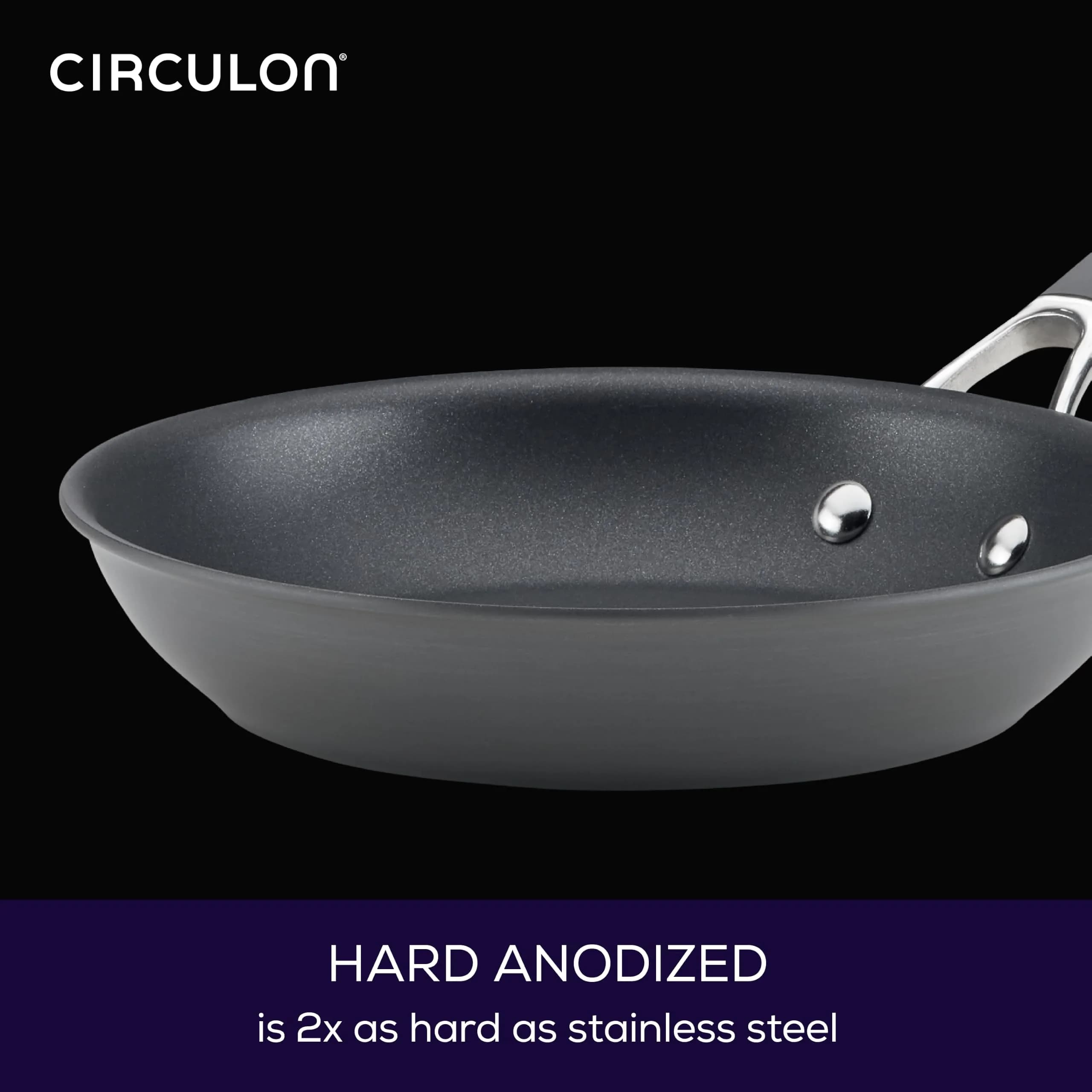 Circulon Radiance Hard Anodized Nonstick Frying Pan Set, 3-Piece, Gray | Durable, Oven Safe to 400°F, Dishwasher Safe thumbnail 4