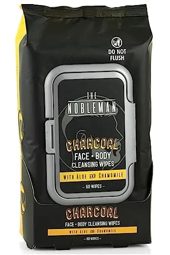 The Nobleman Charcoal Deep Detoxifying Face + Body Cleansing Wipes for Men | Heavy-Duty, Biodegradable, Charcoal Scent thumbnail 1