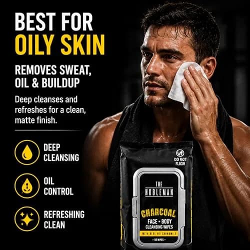 The Nobleman Charcoal Deep Detoxifying Face + Body Cleansing Wipes for Men | Heavy-Duty, Biodegradable, Charcoal Scent thumbnail 3
