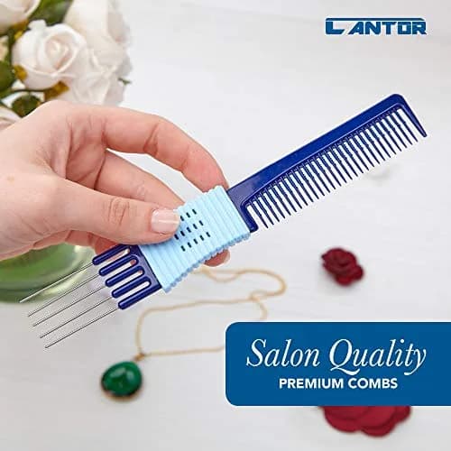 Cantor Hair Comb Set 2 Pack, Stainless Steel, All Hair Types | Anti Static & Heat Resistant thumbnail 4