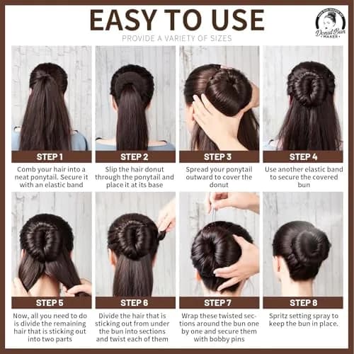Teenitor Brown Hair Bun Maker for Women & Girls | 4 Sizes (6-11cm) thumbnail 7