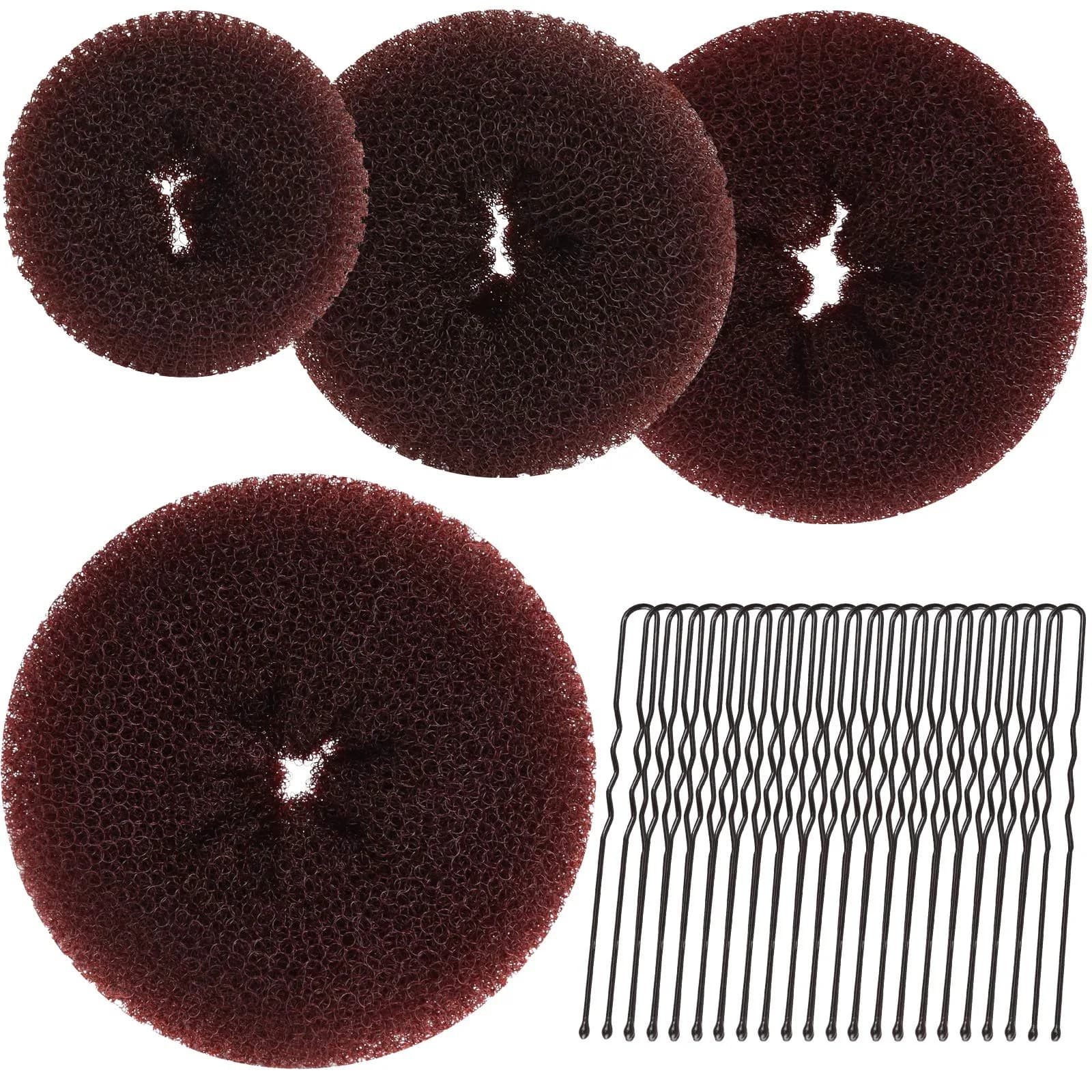 Teenitor Brown Hair Bun Maker for Women & Girls | 4 Sizes (6-11cm) — B-Brown