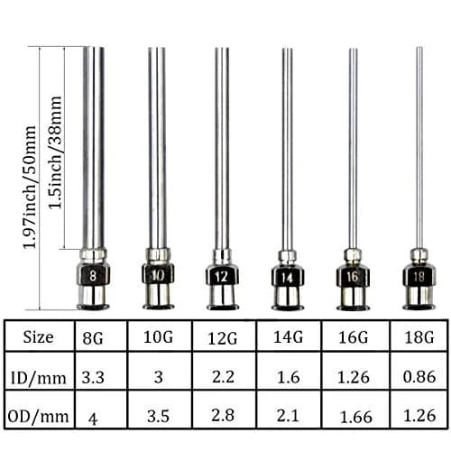 Auerllcy 12 Pack Blunt Tip Dispensing Needles Set 50mm (1.97 in) | Luer Lock 8G-18G Assortment thumbnail 2