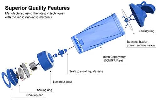VOLTRX Premium Electric Protein Shaker Bottle 600ml (20 fl oz) | Vortex Portable Mixer Cup with USB Rechargeable Battery thumbnail 2