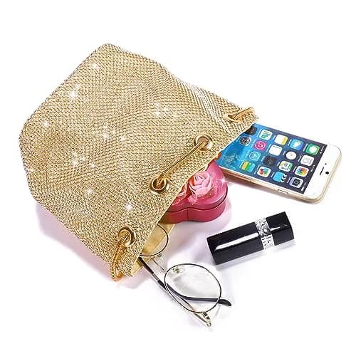 JIAN YA NA Full Rhinestones Bucket Bag for Women 15x11x16cm | Elegant Evening Shoulder Bag with Long Chain thumbnail 5
