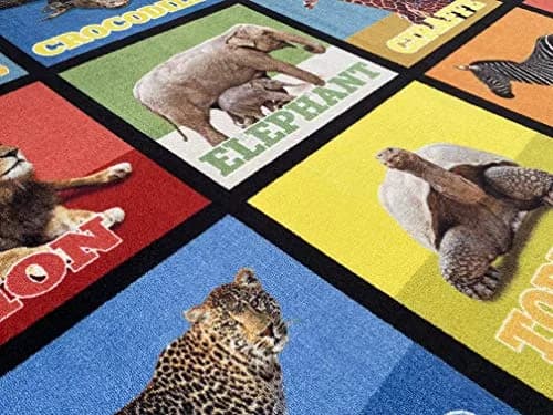 KIDCARPET.COM Animal Picture Squares 6' x 8'6" Rectangle Area Rug | Realistic Animal Photos for Kids' Room thumbnail 4