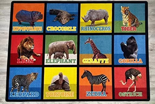 KIDCARPET.COM Animal Picture Squares 6' x 8'6" Rectangle Area Rug | Realistic Animal Photos for Kids' Room thumbnail 3