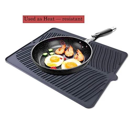 Yacee Gray Silicone Dish Drying Mat XL 61cm x 46cm (24" x 18") | Heat Resistant Trivet & Countertop Protector thumbnail 6