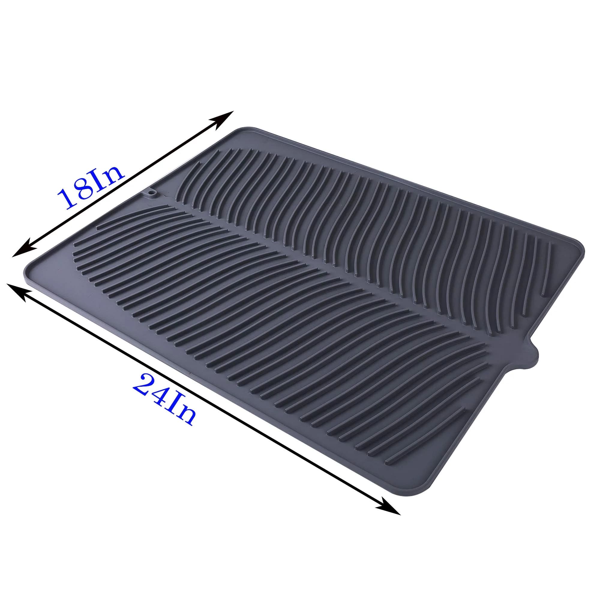 Yacee Gray Silicone Dish Drying Mat XL 61cm x 46cm (24" x 18") | Heat Resistant Trivet & Countertop Protector - view 2