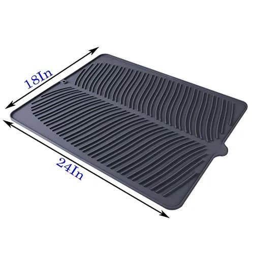 Yacee Gray Silicone Dish Drying Mat XL 61cm x 46cm (24" x 18") | Heat Resistant Trivet & Countertop Protector thumbnail 2