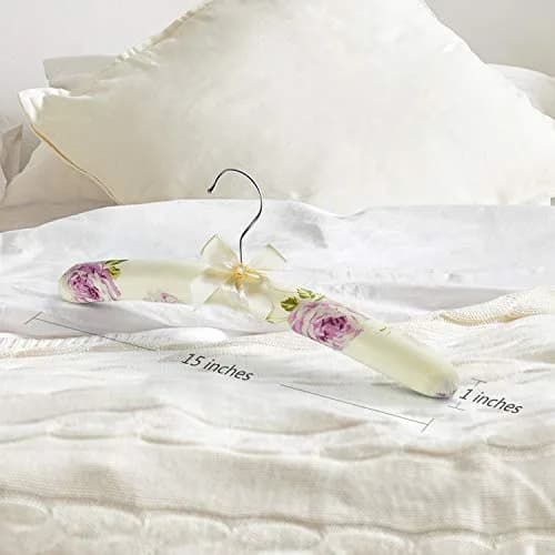 GLCON Satin Padded Clothes Hangers Pack of 5, Floral Foam Coat Hanger with Bow-Knot | Protects Delicate Garments thumbnail 5