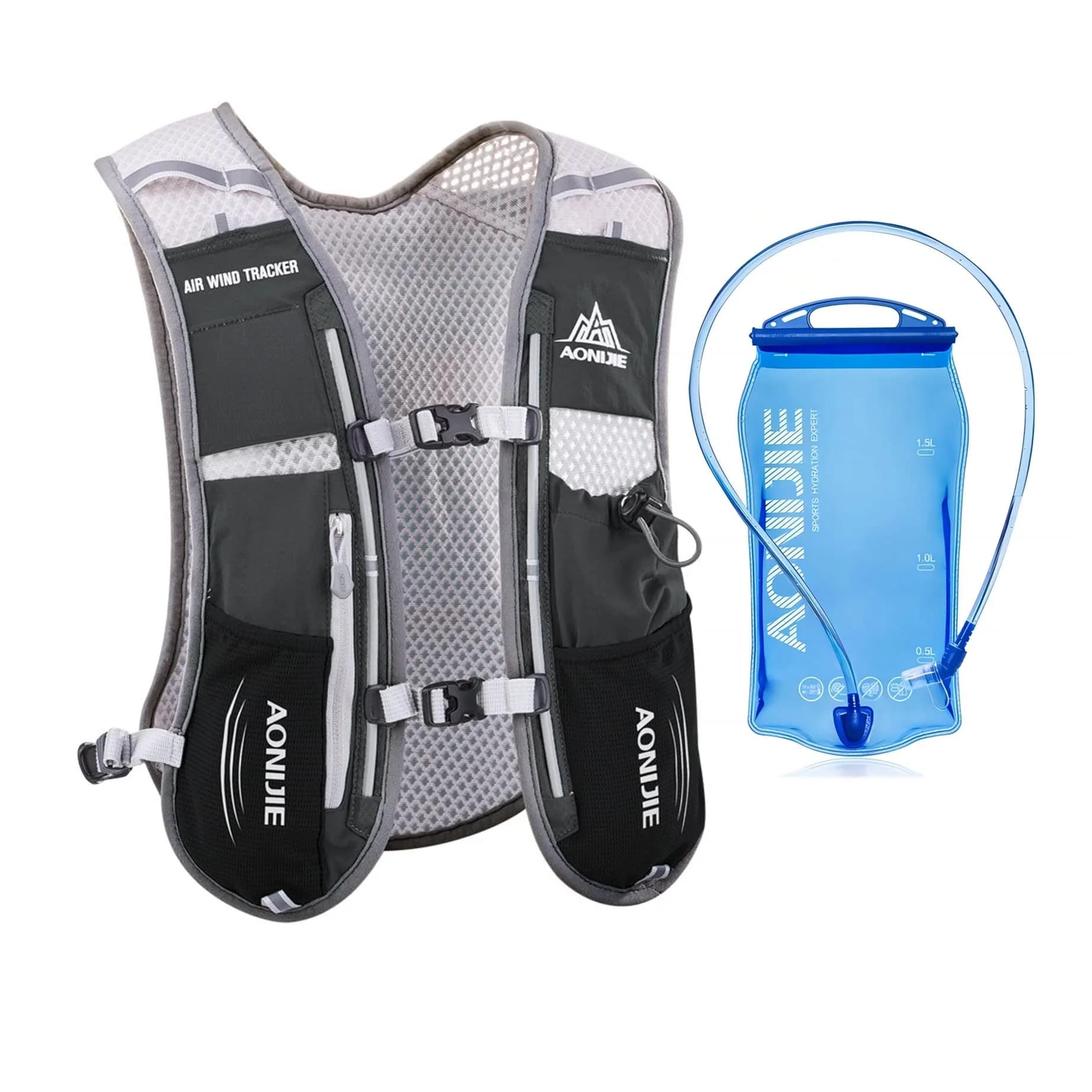 AONIJIE Hydration Vest Pack 5L (156 g / 5.5 oz) | Lightweight Running Backpack with 9 Pockets & 1.5L Bladder Compatibility
