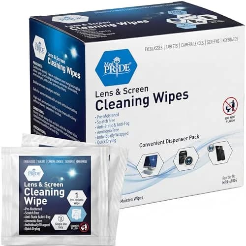 MED PRIDE Lens and Screen Cleaning Wipes 100 Count | Anti-Fog, Scratch-Free, Anti-Static for Eyeglasses & Devices thumbnail 1