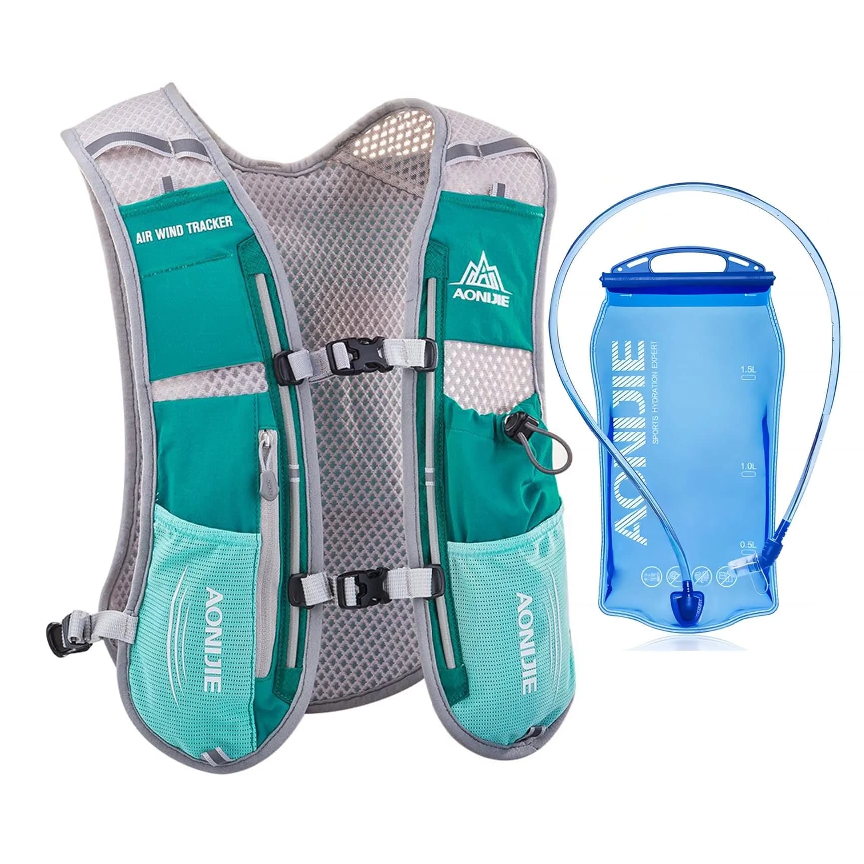 AONIJIE Hydration Vest Pack 5L (190g) | Lightweight Running & Hiking Gear — Mint Green +1.5L