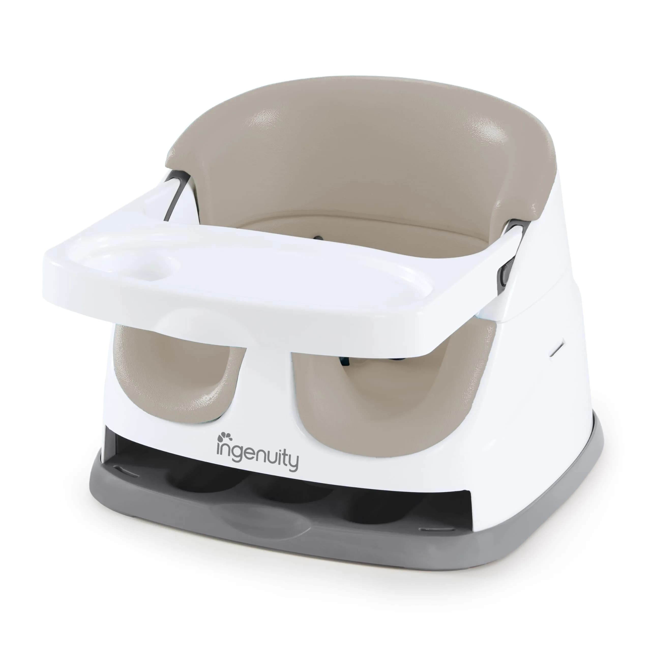 Ingenuity Baby Base 2-in-1 Booster Feeding and Floor Seat with Self-Storing Tray - Cashmere | 43.8cm (17.25in) Width
