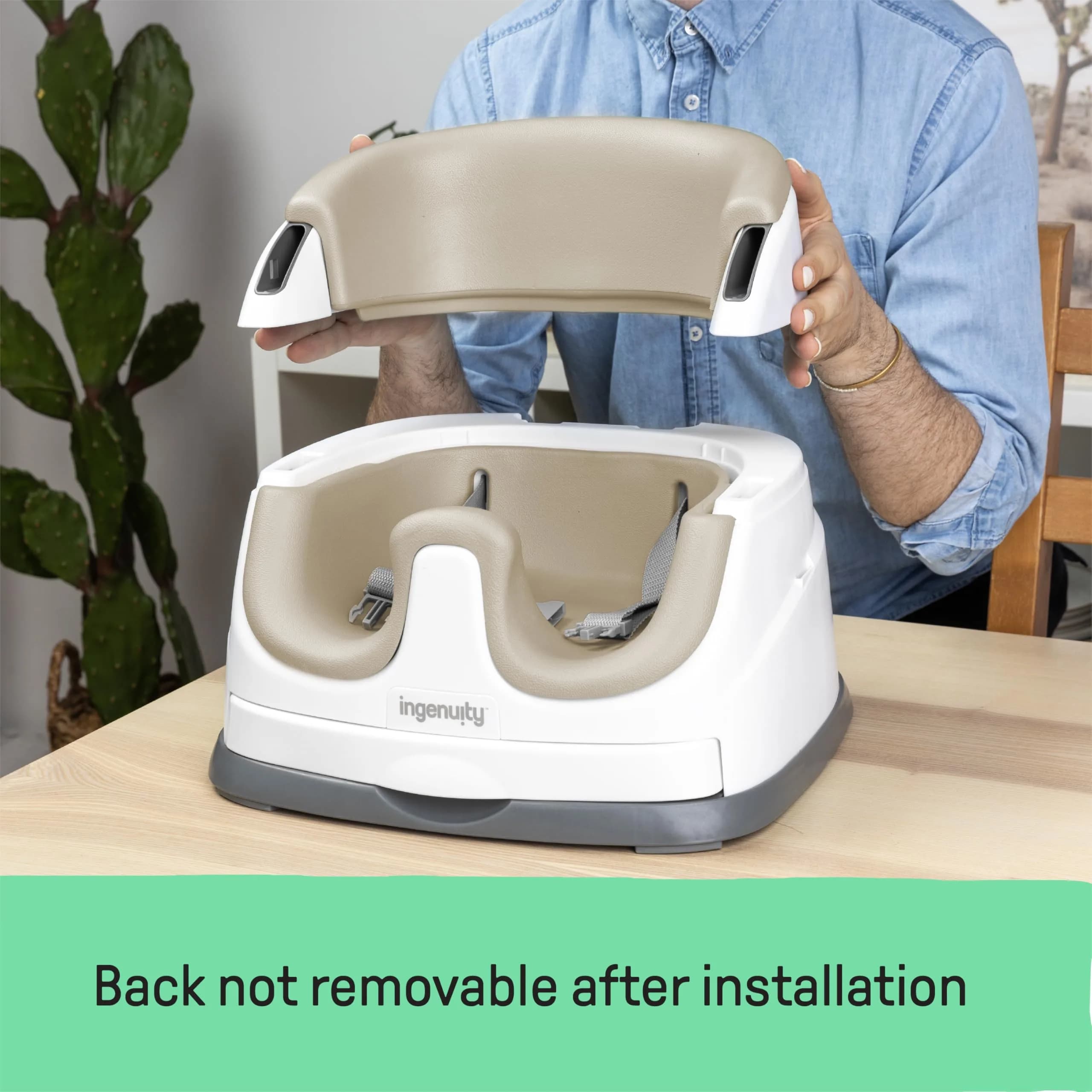 Ingenuity Baby Base 2-in-1 Booster Feeding and Floor Seat with Self-Storing Tray - Cashmere | 43.8cm (17.25in) Width - view 5
