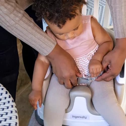 Ingenuity Baby Base 2-in-1 Booster Feeding and Floor Seat with Self-Storing Tray - Cashmere | 43.8cm (17.25in) Width thumbnail 8