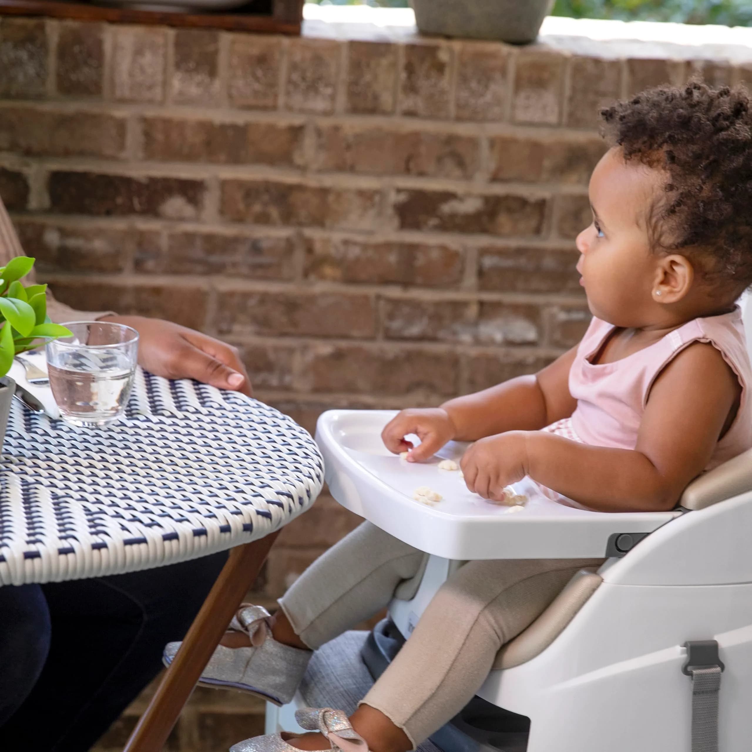 Ingenuity Baby Base 2-in-1 Booster Feeding and Floor Seat with Self-Storing Tray - Cashmere | 43.8cm (17.25in) Width - view 9