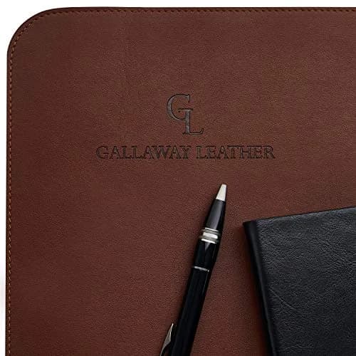 GALLAWAY LEATHER Large Desk Mat 36" x 17" Dark Brown | Elegant PU Leather Office Cover thumbnail 5