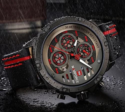 NAVIFORCE Sport Military Watch for Men, 48mm Case | Analog Quartz Leather Band with Date Calendar thumbnail 5