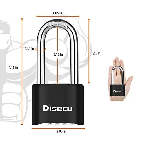 disecu Heavy Duty 4 Digit Combination Lock 2.5 Inch Long Shackle Waterproof Padlock with Steel Cable thumbnail 2