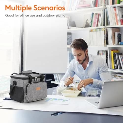 Lifewit Insulated Lunch Box for Men, 24L Gray | Large Capacity Food Cooler for Office & Travel thumbnail 7