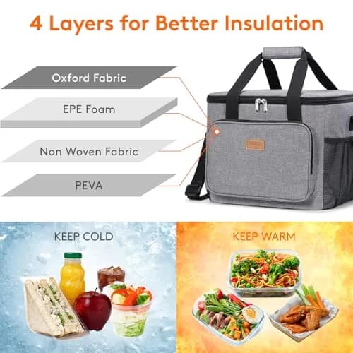 Lifewit Insulated Lunch Box for Men, 24L Gray | Large Capacity Food Cooler for Office & Travel thumbnail 2